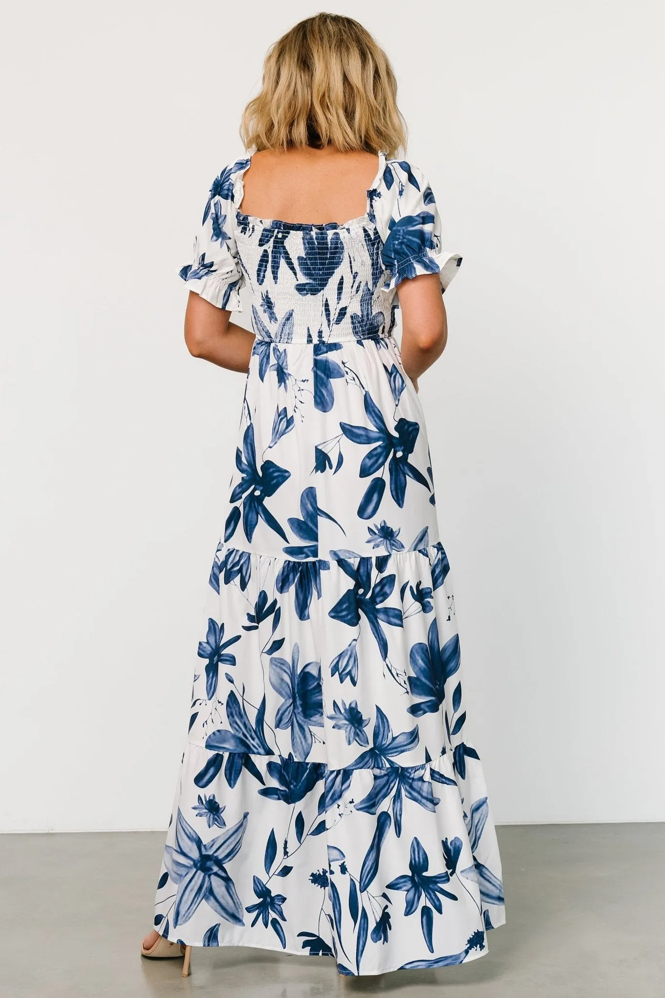 Hilaria Maxi Dress | White + Blue sold by Baltic Born product image thumbnail 5