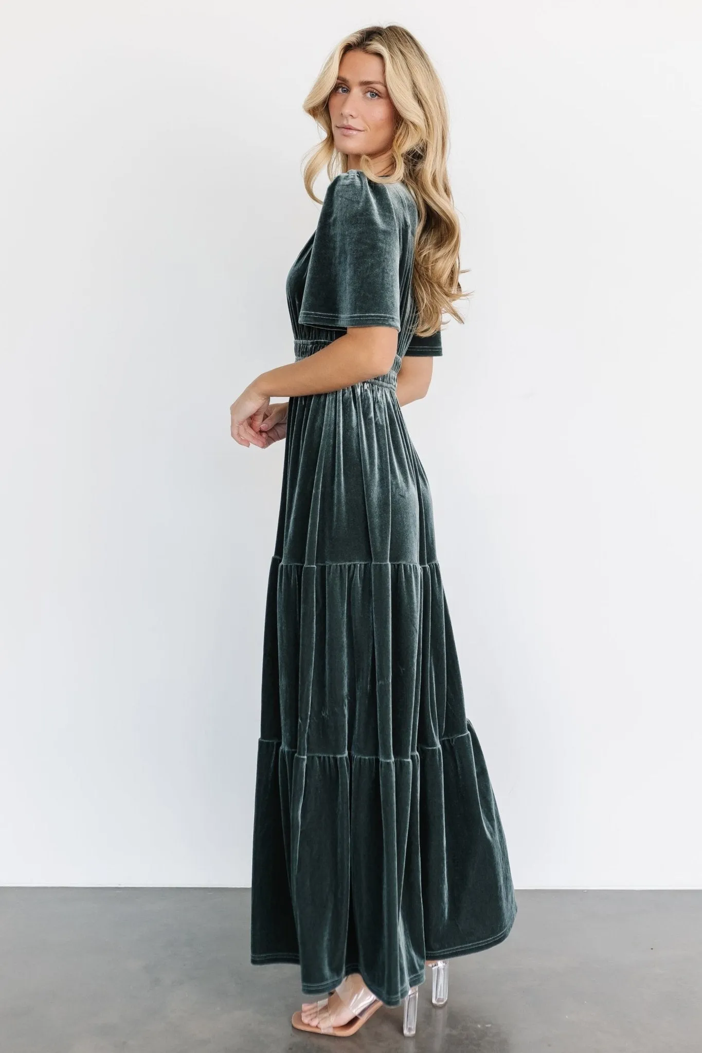 Artemis Velvet Maxi Dress | Eucalyptus sold by Baltic Born product image thumbnail 3