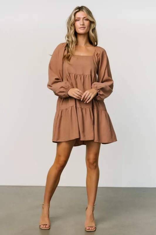 Selena Tiered Mini Dress | Dusty Mauve made by Polagram