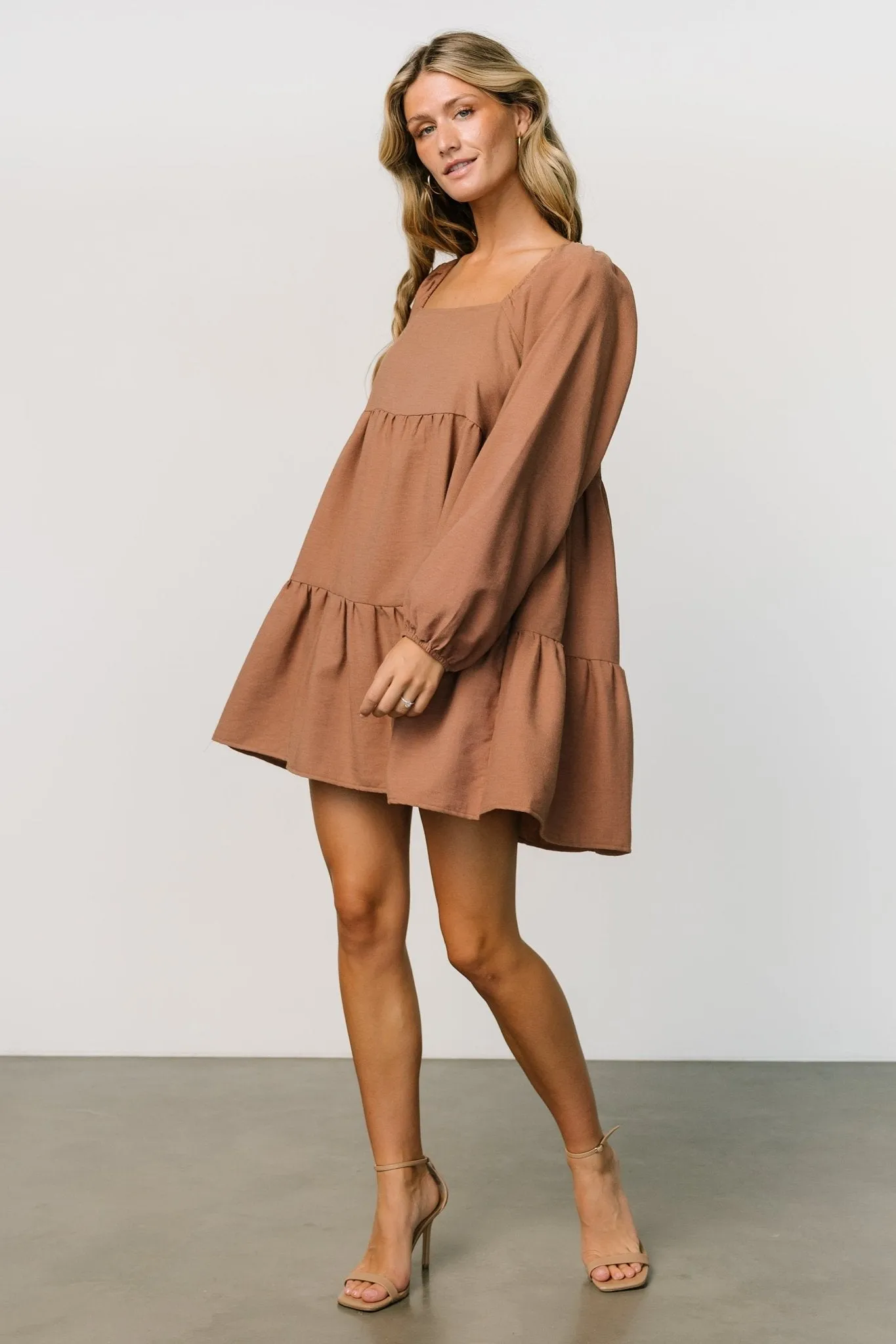 Selena Tiered Mini Dress | Dusty Mauve sold by Baltic Born product image thumbnail 5
