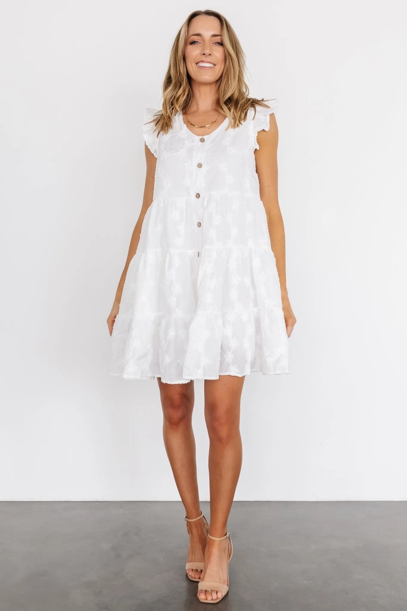 Kayla Button Up Short Dress | Off White sold by Baltic Born