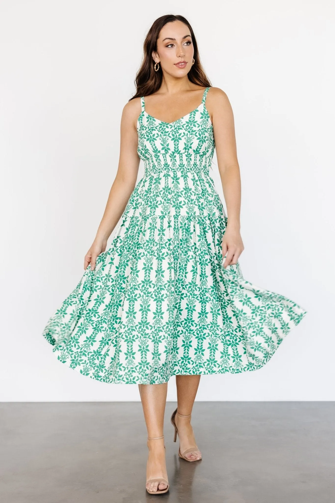 Thebes Tank Midi Dress | Green Print sold by Baltic Born product image thumbnail 4