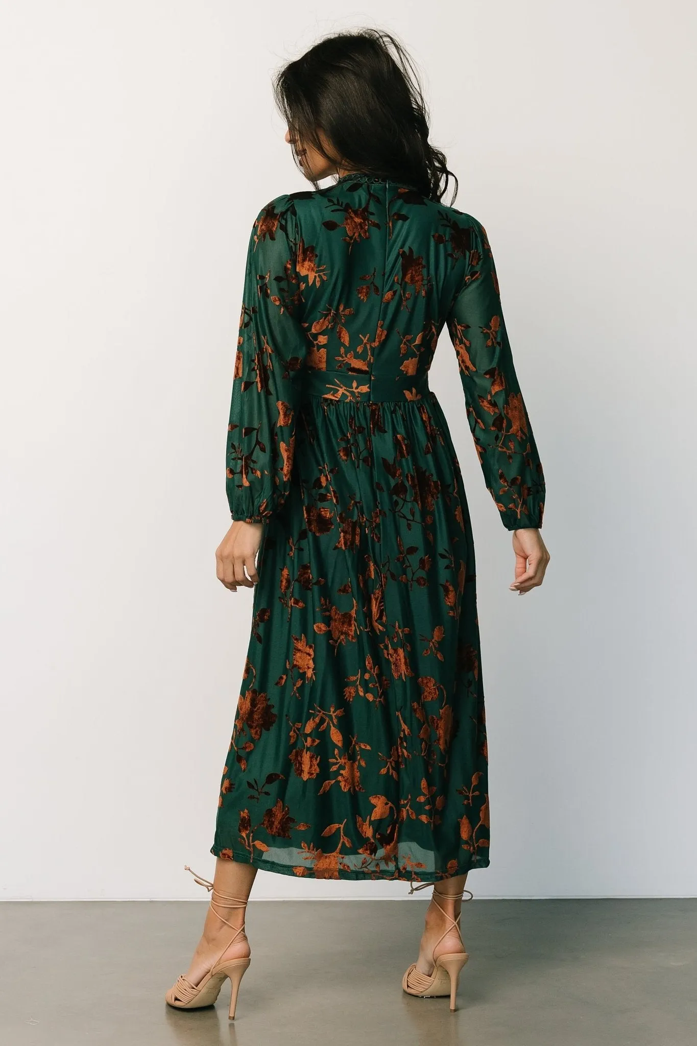 Christine Velvet Embossed Midi Dress | Jade sold by Baltic Born product image thumbnail 4