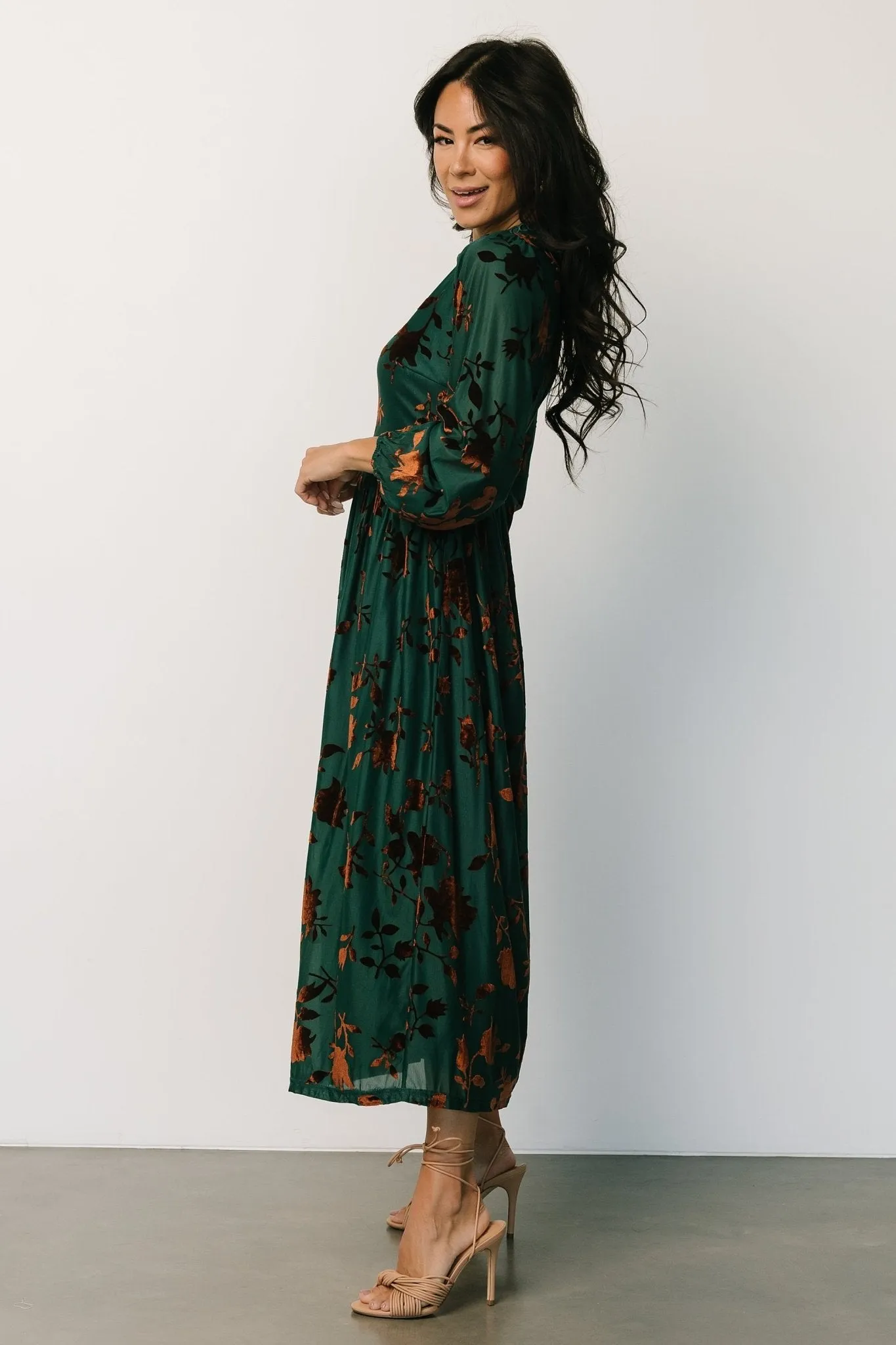 Christine Velvet Embossed Midi Dress | Jade sold by Baltic Born product image thumbnail 5