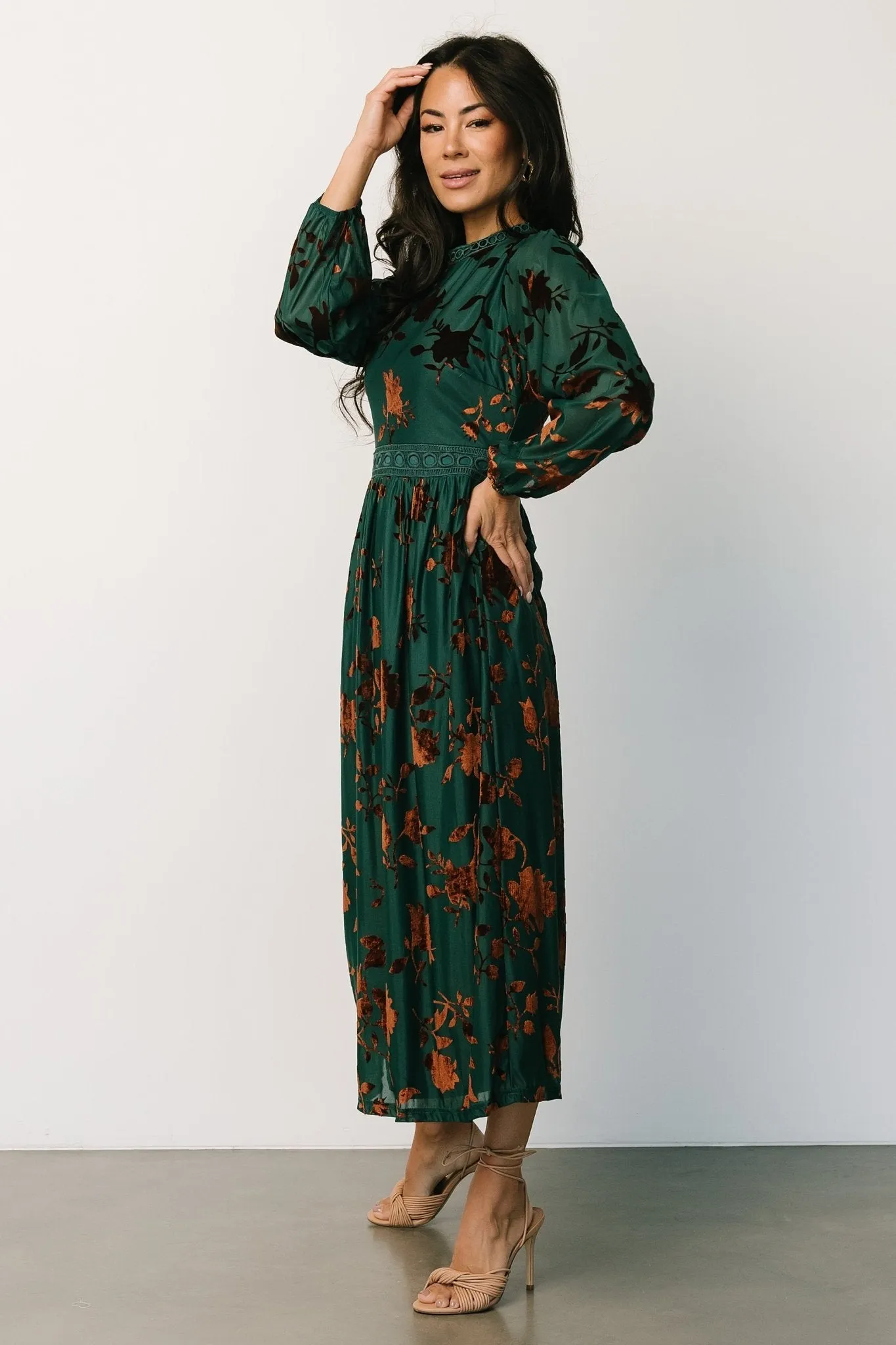 Christine Velvet Embossed Midi Dress | Jade sold by Baltic Born product image thumbnail 2