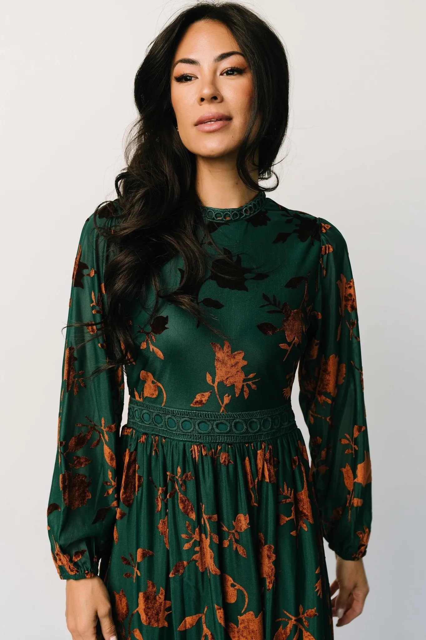 Christine Velvet Embossed Midi Dress | Jade sold by Baltic Born product image thumbnail 3