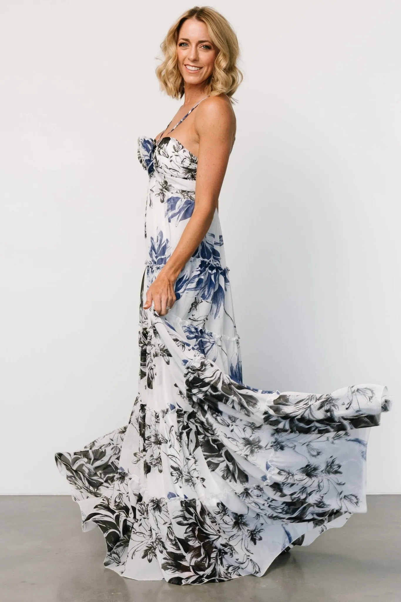 Charmaine Maxi Dress | Navy + Black Floral sold by Baltic Born product image thumbnail 3