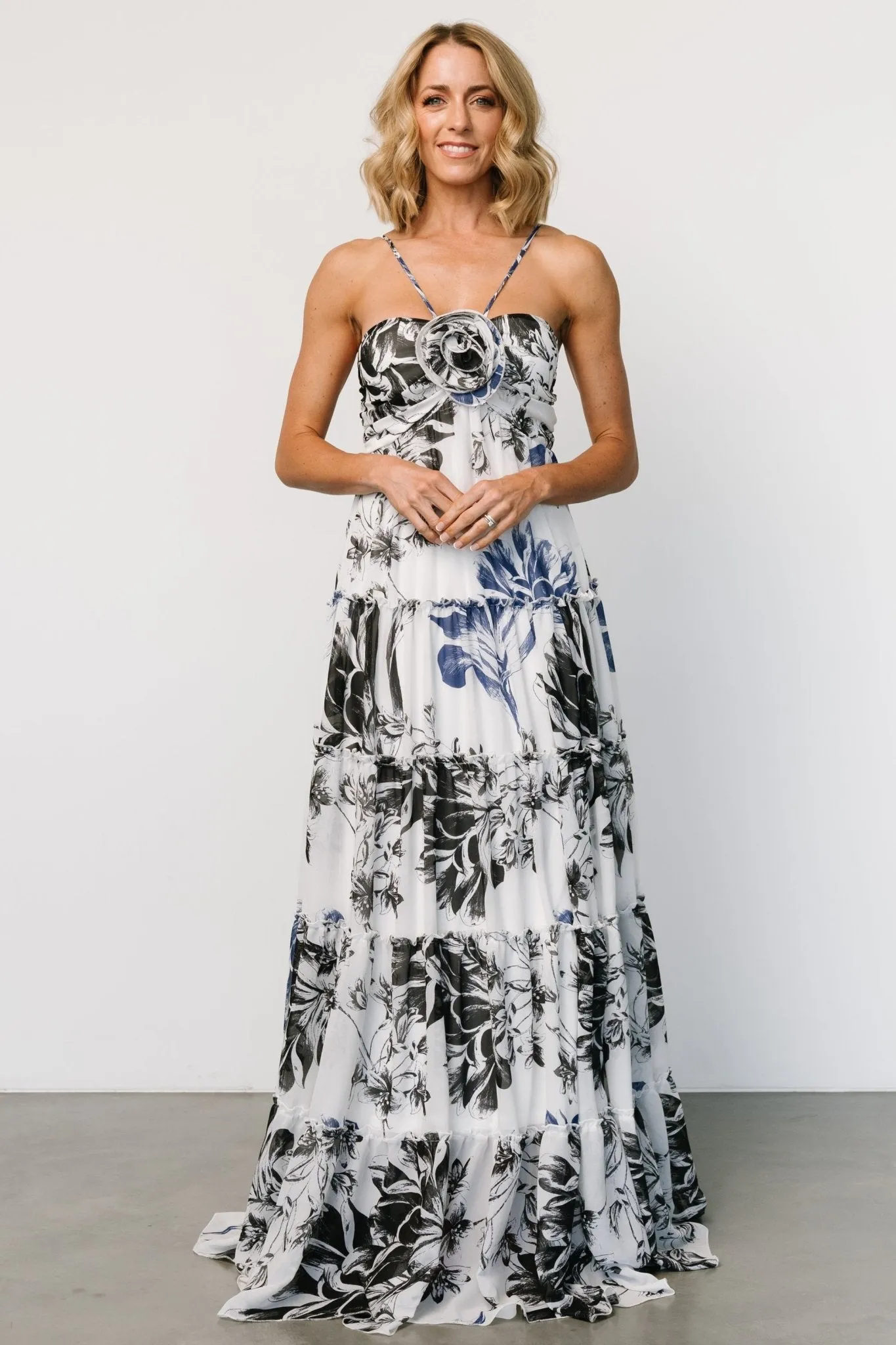 Charmaine Maxi Dress | Navy + Black Floral sold by Baltic Born