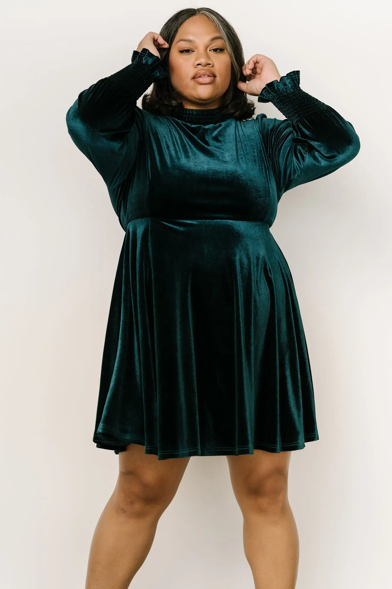 Tina Velvet Short Dress | Emerald sold by Baltic Born product image thumbnail 2