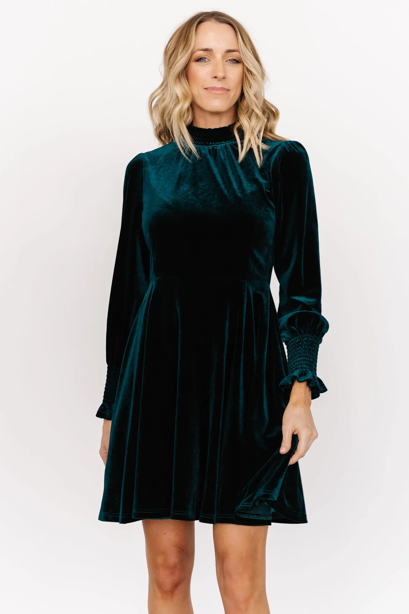 Tina Velvet Short Dress | Emerald sold by Baltic Born product image thumbnail 3