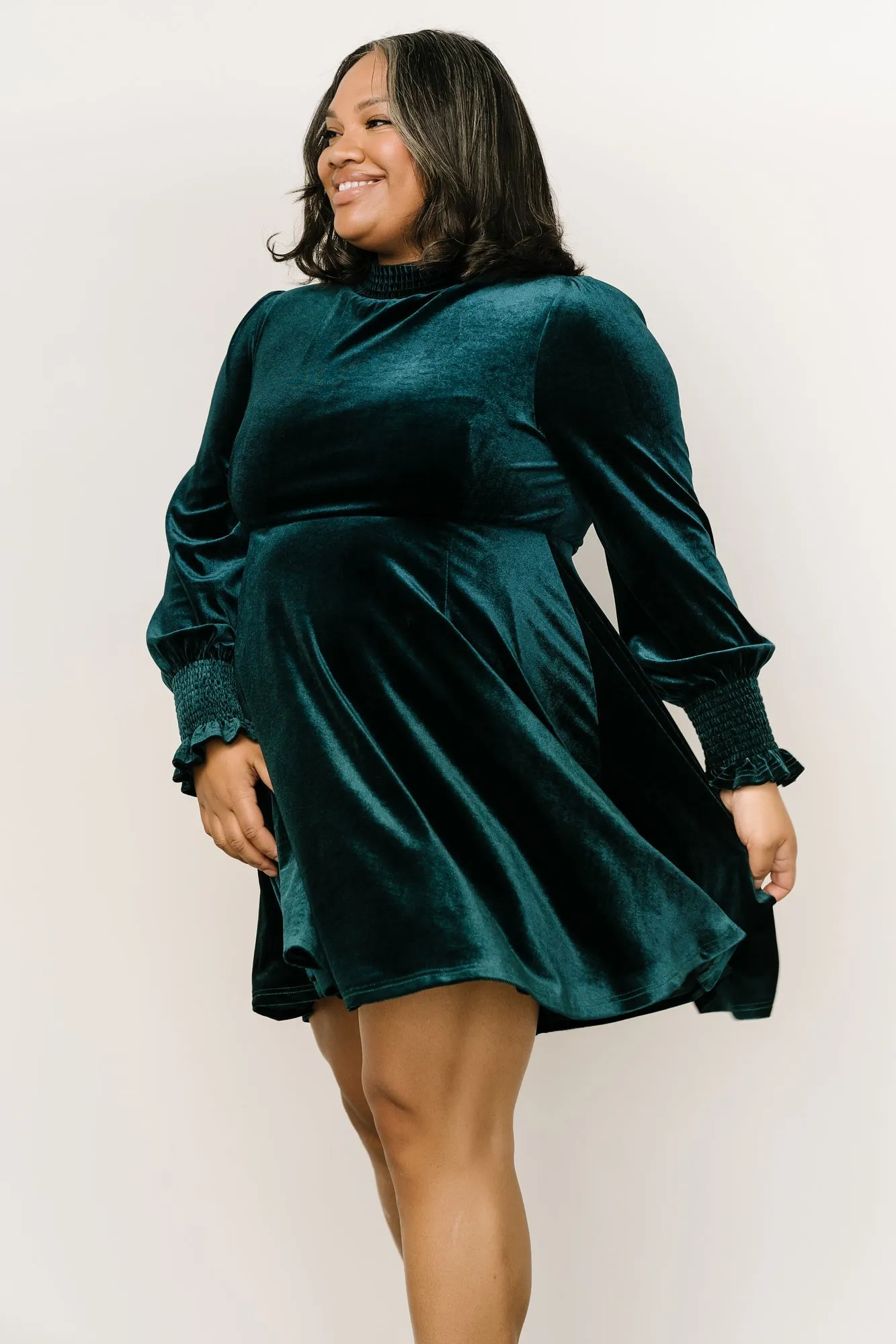 Tina Velvet Short Dress | Emerald sold by Baltic Born product image thumbnail 4