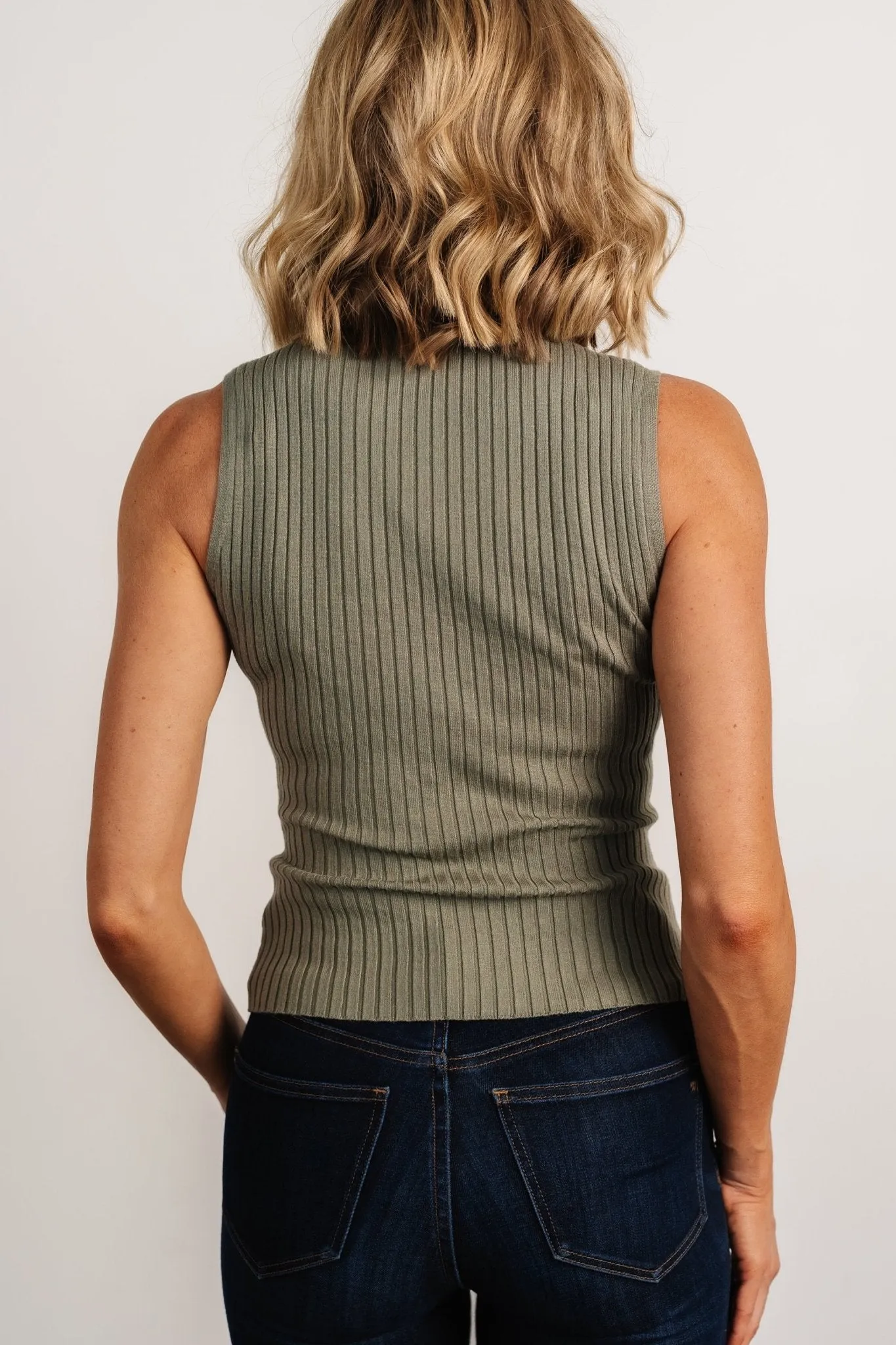 Lia Ribbed Tank Top | Dark Sage sold by Baltic Born product image thumbnail 3