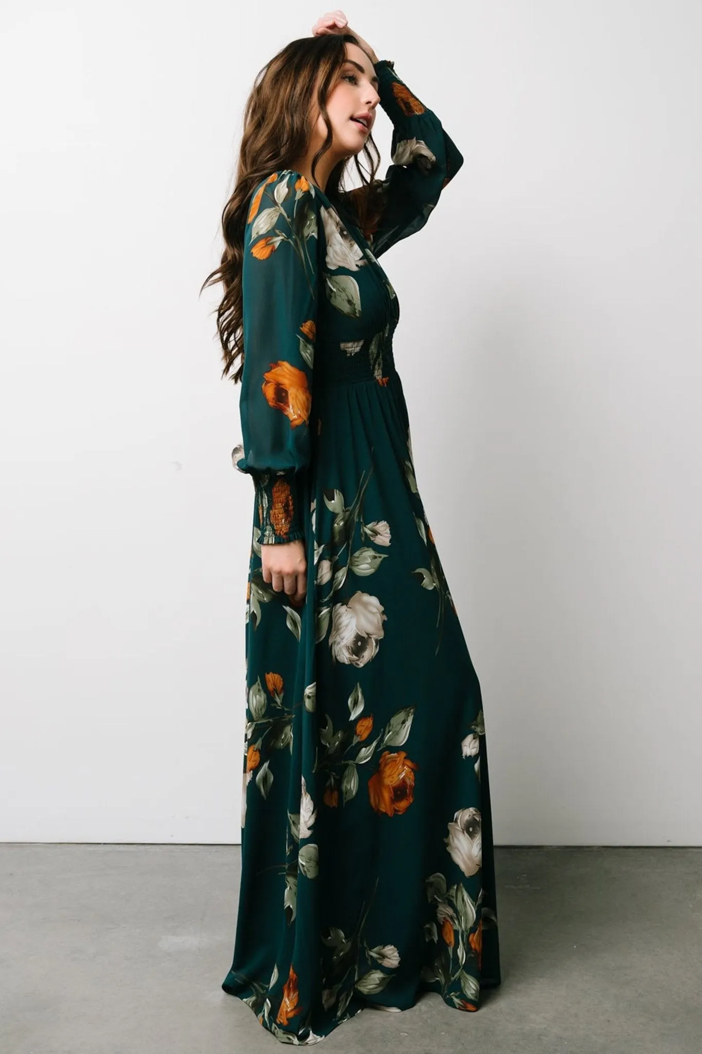 Olivia Maxi Dress | Deep Topaz Floral sold by Baltic Born product image thumbnail 5