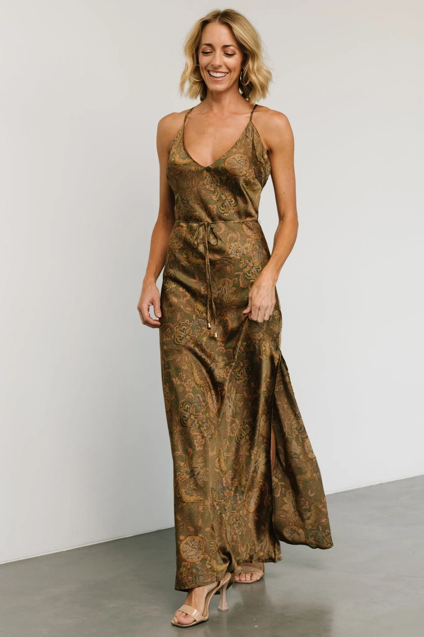 Reno Slip Maxi Dress | Brown + Olive sold by Baltic Born product image thumbnail 5