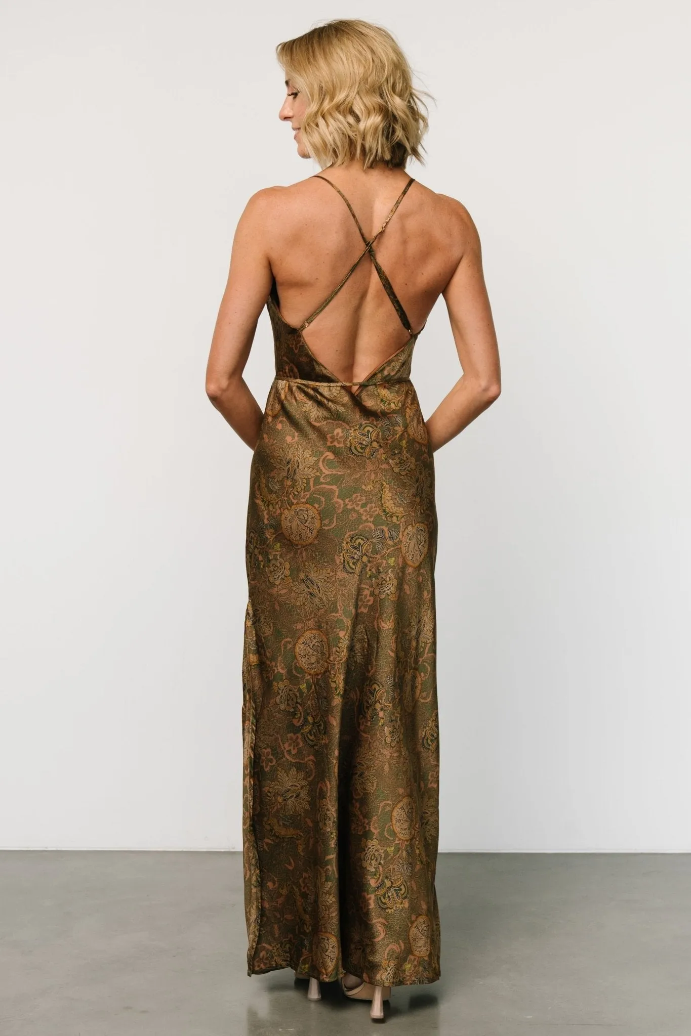 Reno Slip Maxi Dress | Brown + Olive sold by Baltic Born product image thumbnail 2