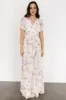 Enya Maxi Dress | White + Lilac Floral sold by Baltic Born