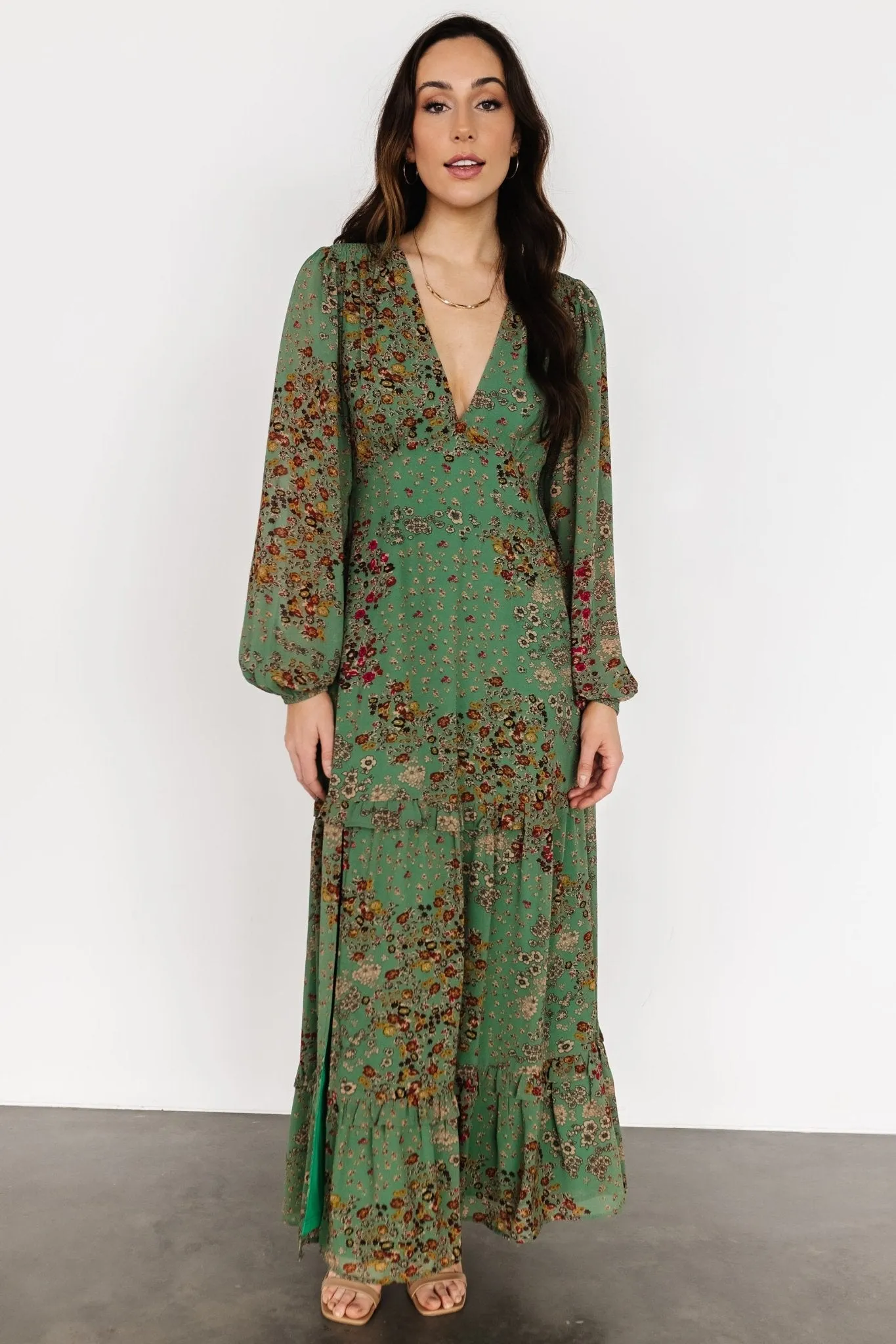 Bowman Deep V Maxi Dress | Green Multi sold by Baltic Born product image thumbnail 5