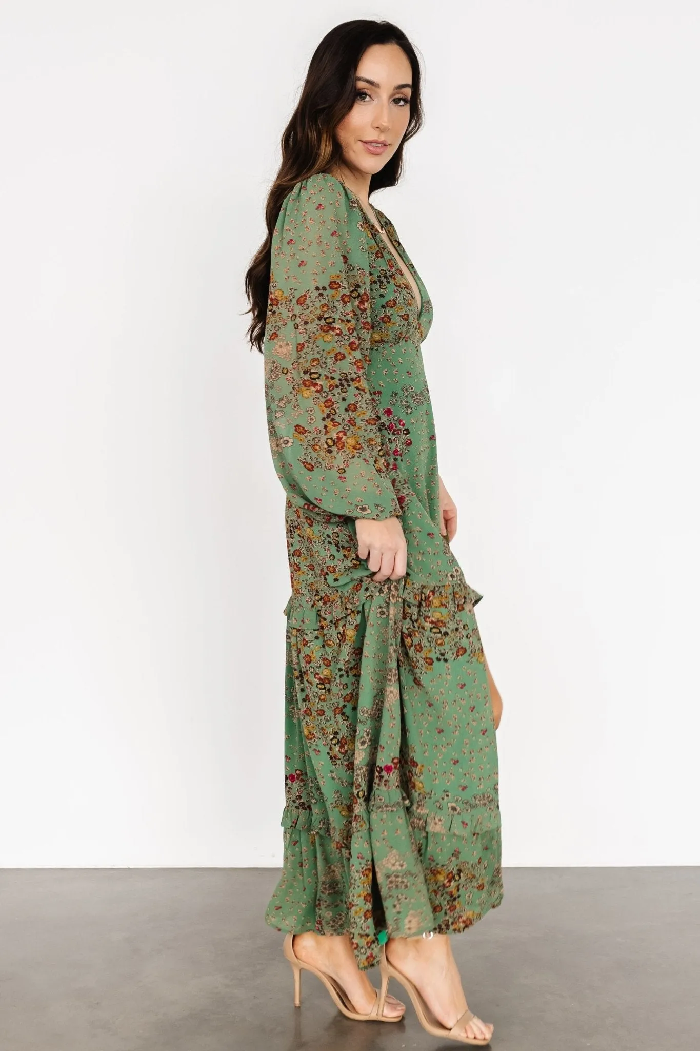 Bowman Deep V Maxi Dress | Green Multi sold by Baltic Born product image thumbnail 3