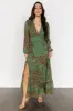 Bowman Deep V Maxi Dress | Green Multi sold by Baltic Born