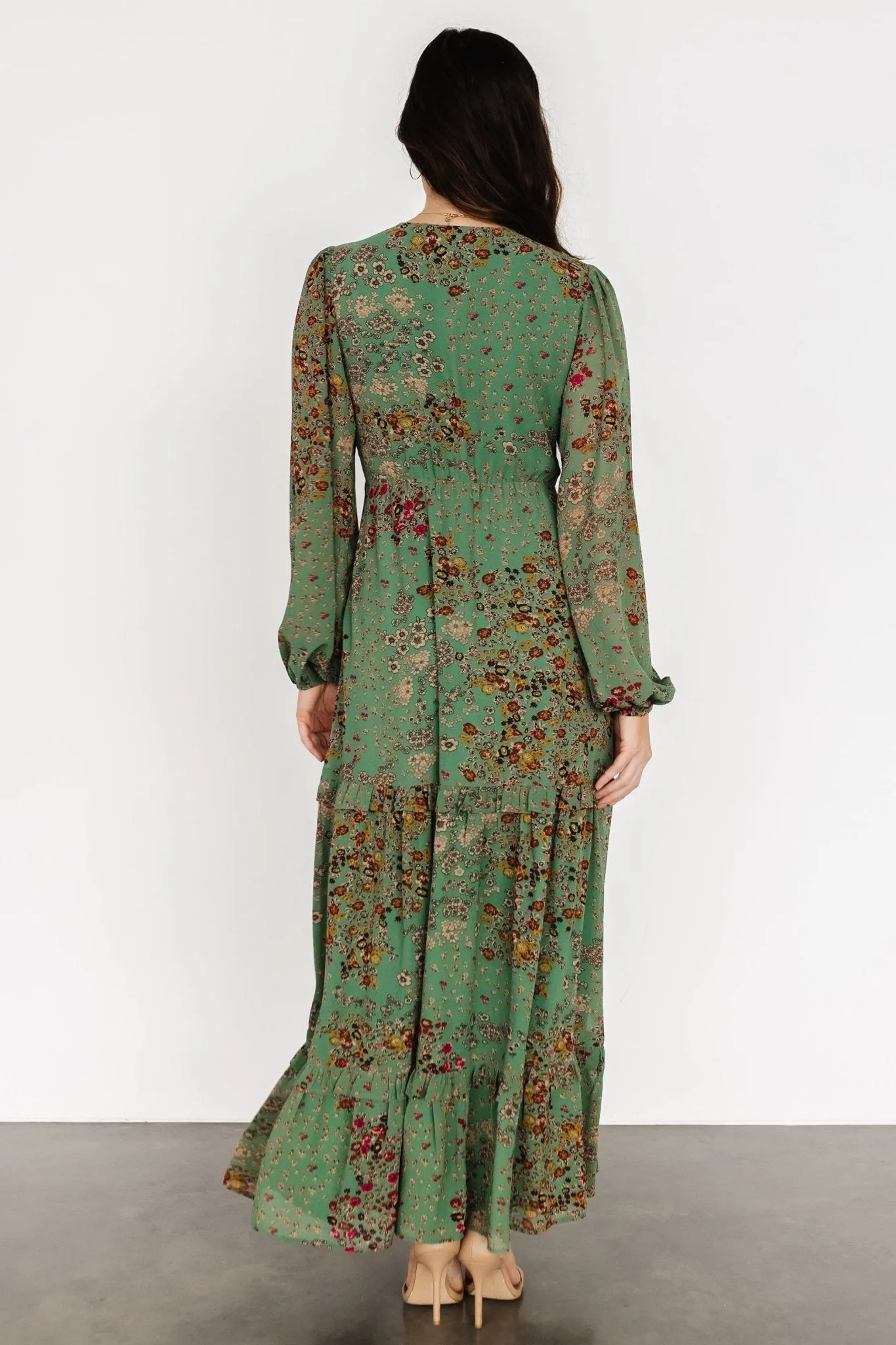Bowman Deep V Maxi Dress | Green Multi sold by Baltic Born product image thumbnail 4