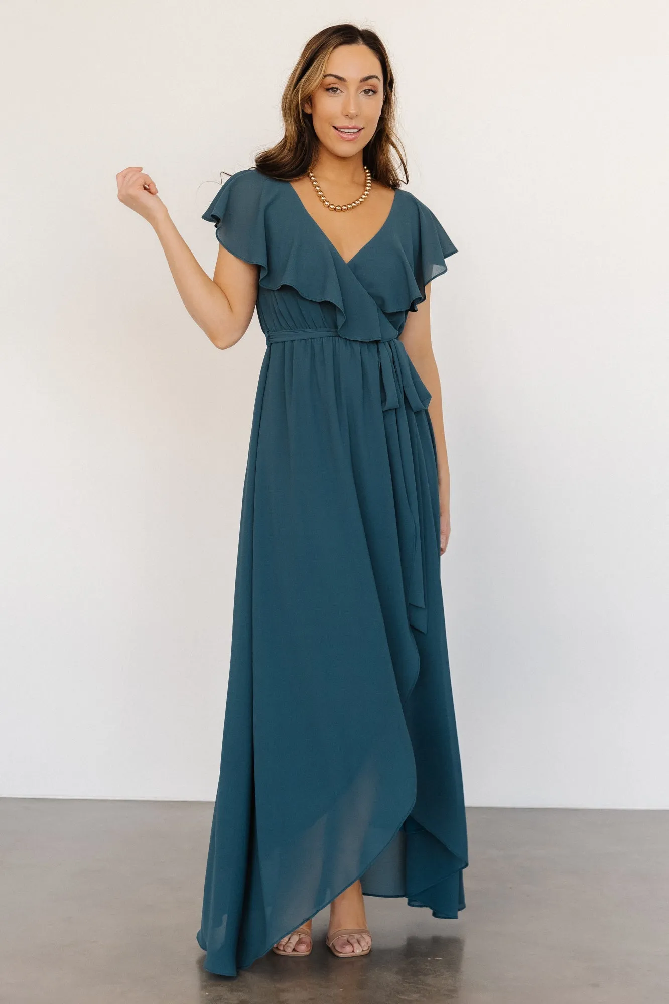 Katya Ruffle Maxi Dress | Dusty Topaz sold by Baltic Born product image thumbnail 2