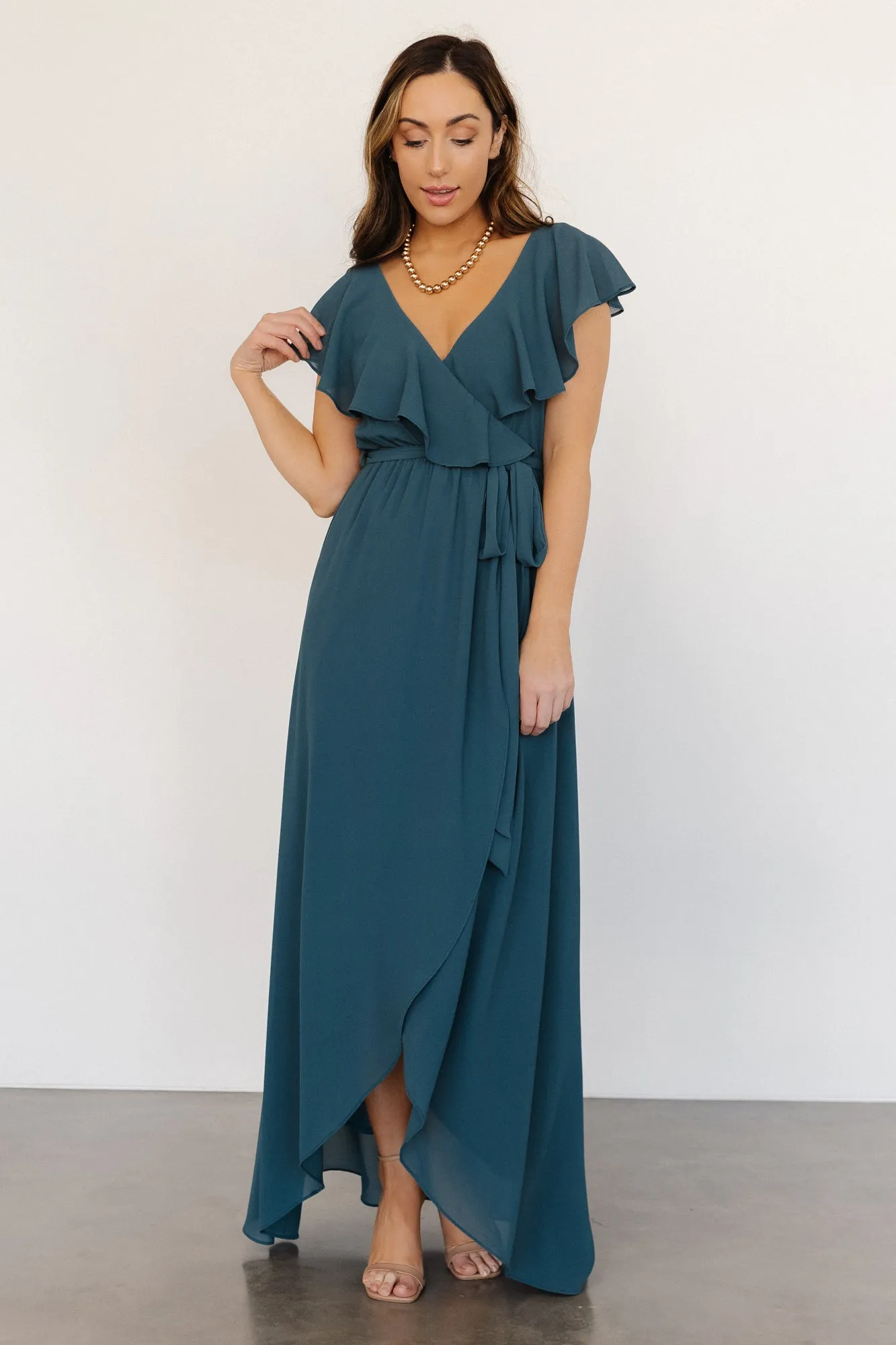Katya Ruffle Maxi Dress | Dusty Topaz sold by Baltic Born product image thumbnail 5