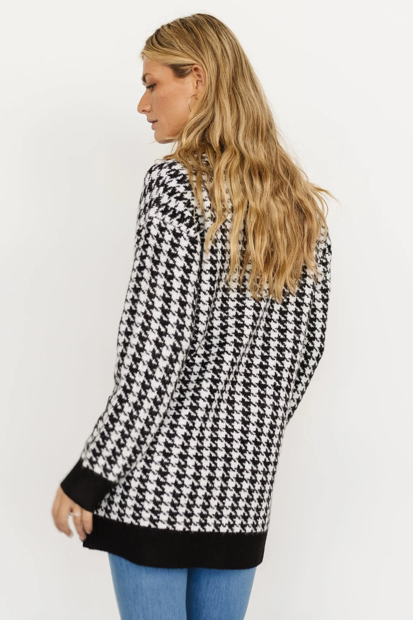 Kimball Houndstooth Cardigan | Black + White sold by Baltic Born product image thumbnail 4