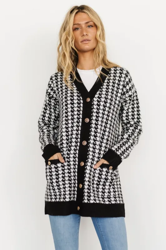 Kimball Houndstooth Cardigan | Black + White sold by Baltic Born