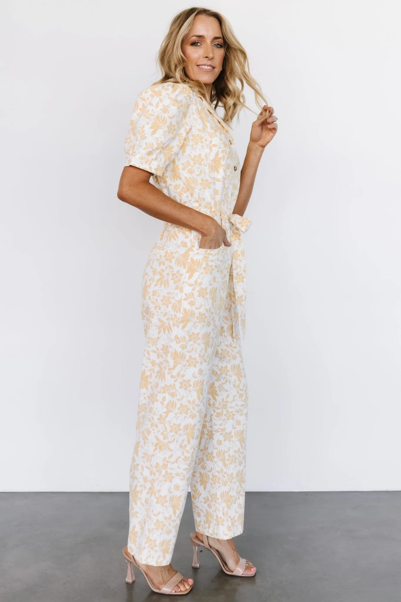 Annalise Jumpsuit | White + Yellow sold by Baltic Born product image thumbnail 3