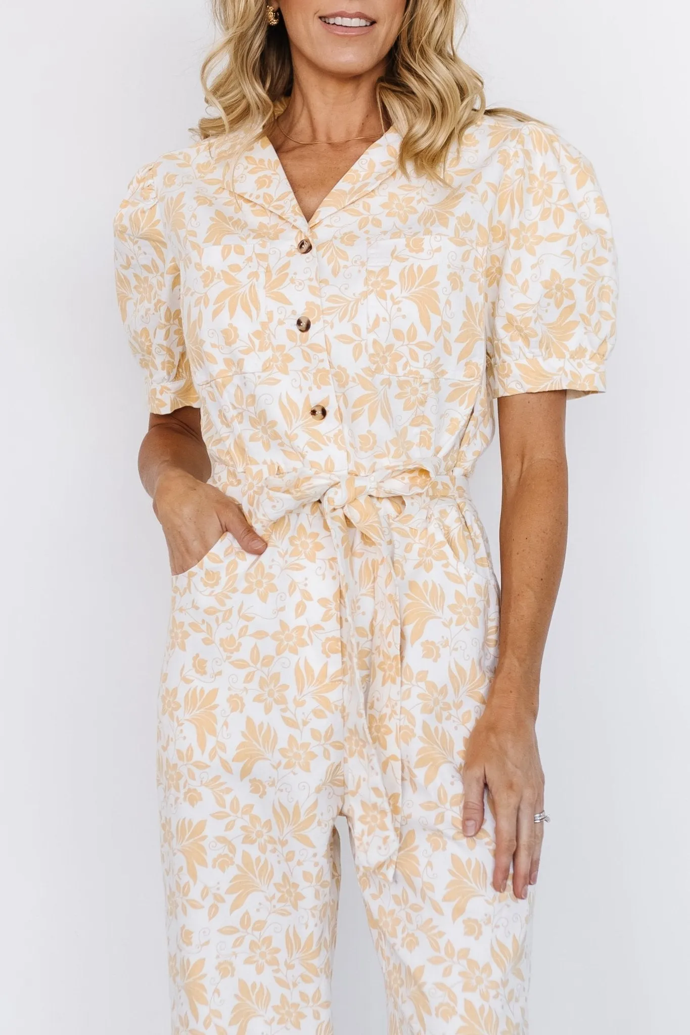 Annalise Jumpsuit | White + Yellow sold by Baltic Born product image thumbnail 2