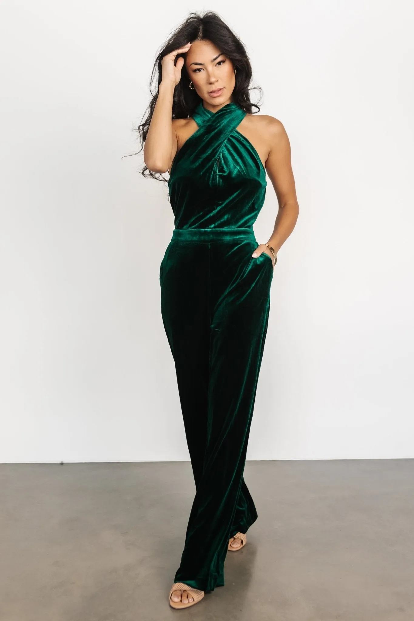 Cleopatra Velvet Jumpsuit | Dark Green sold by Baltic Born product image thumbnail 5