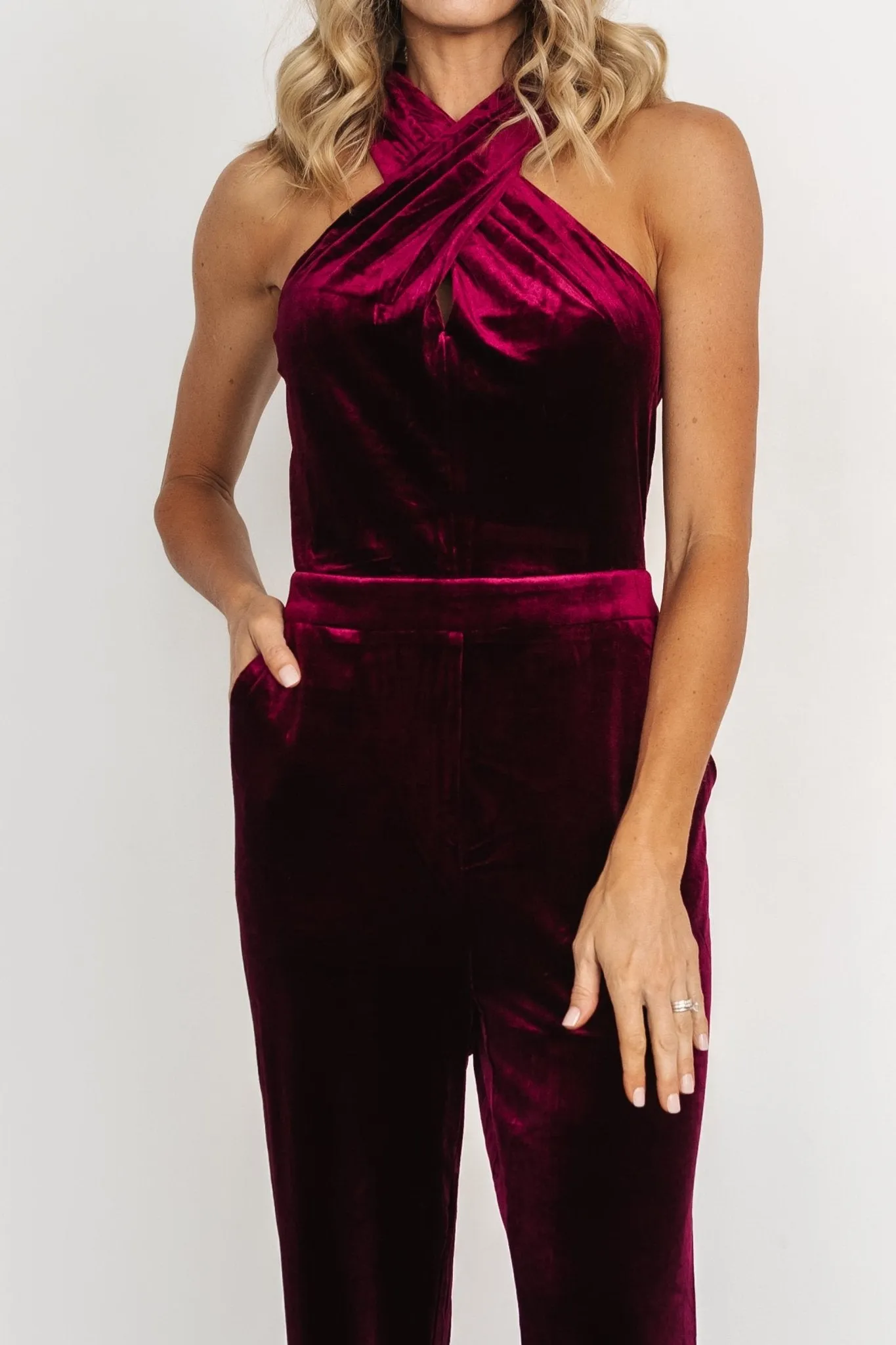 Cleopatra Velvet Jumpsuit | Burgundy sold by Baltic Born product image thumbnail 2