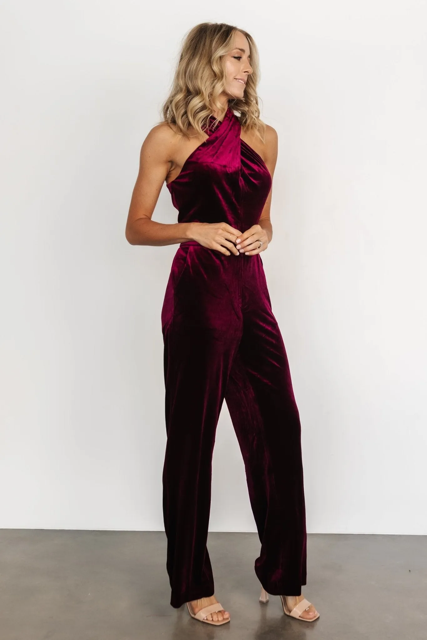 Cleopatra Velvet Jumpsuit | Burgundy sold by Baltic Born product image thumbnail 3