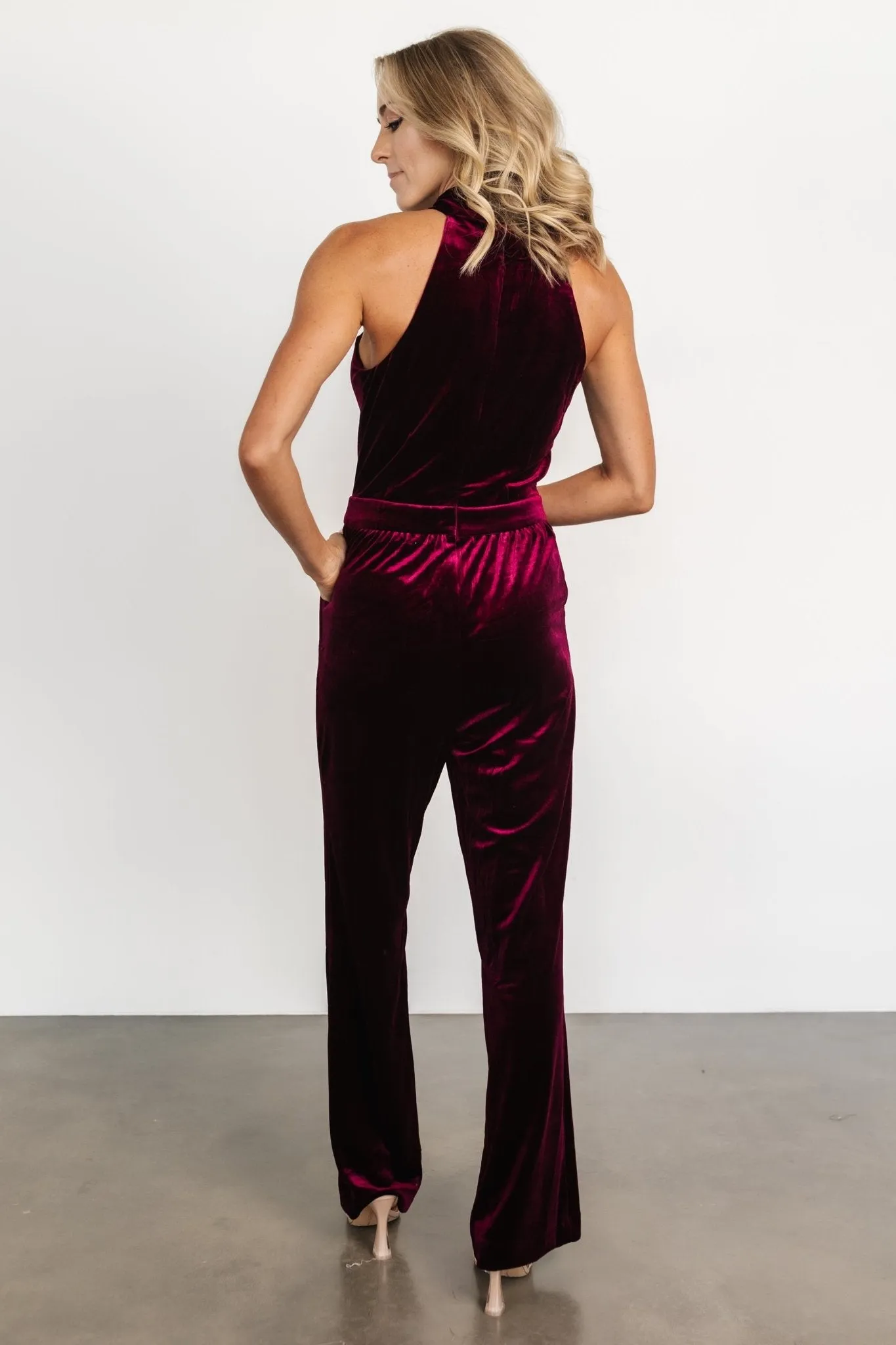 Cleopatra Velvet Jumpsuit | Burgundy sold by Baltic Born product image thumbnail 4