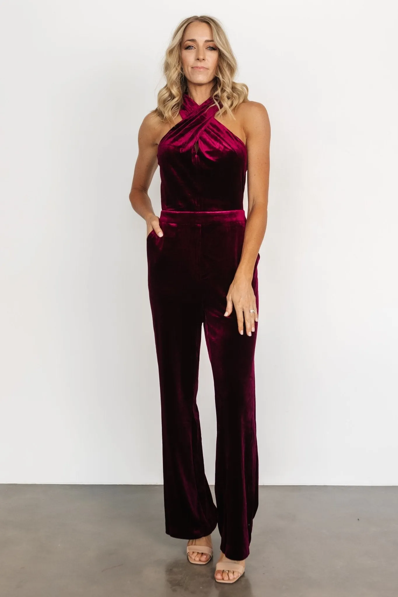 Cleopatra Velvet Jumpsuit | Burgundy sold by Baltic Born