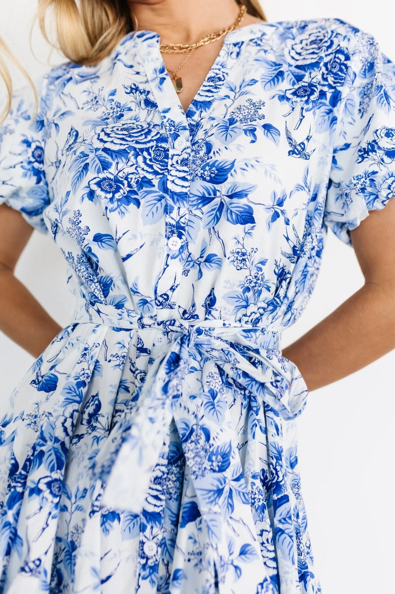 Mikki Mini Dress | White + Blue sold by Baltic Born product image thumbnail 4