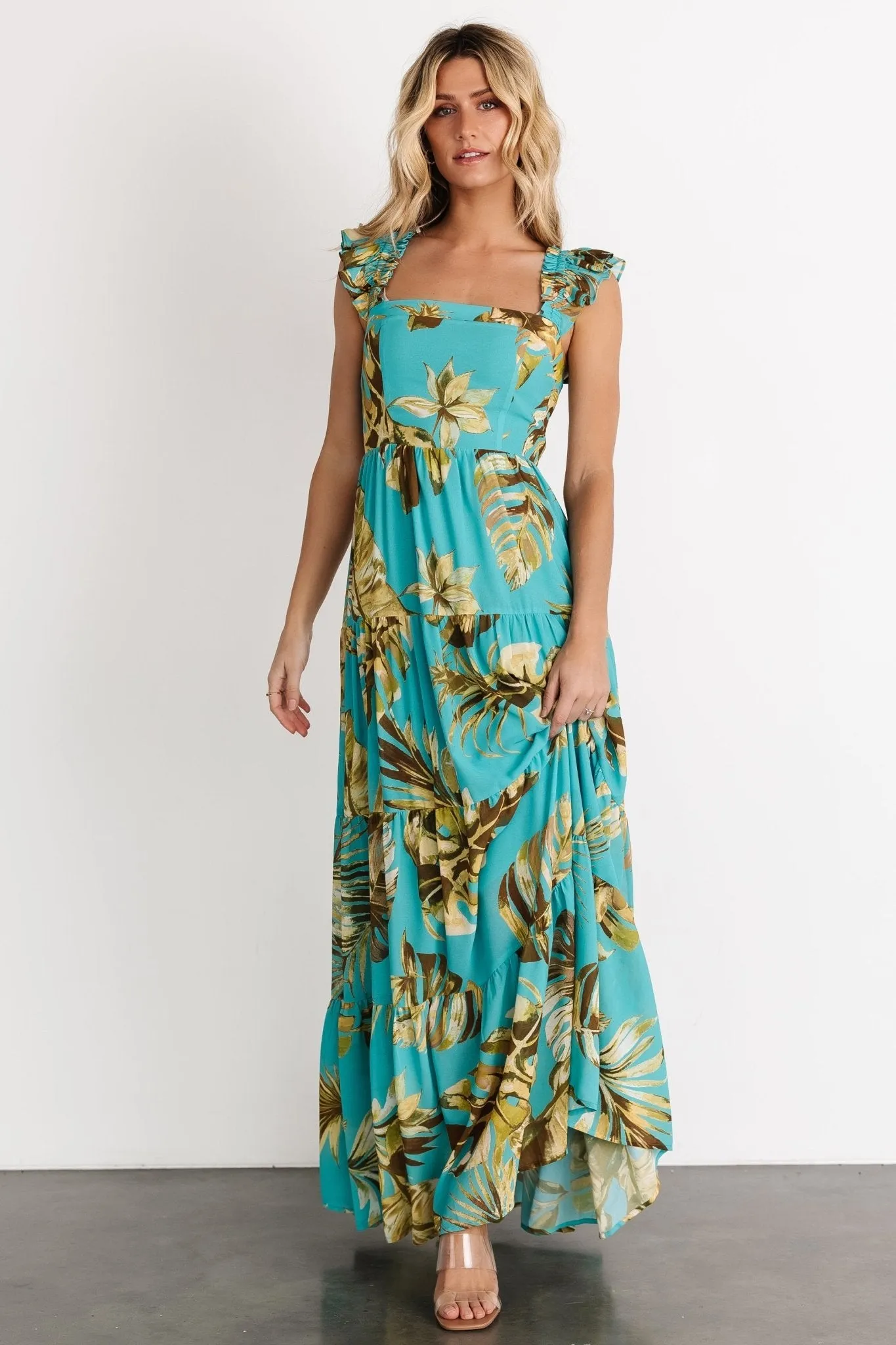 Encinitas Maxi Dress | Caribbean Blue Print sold by Baltic Born