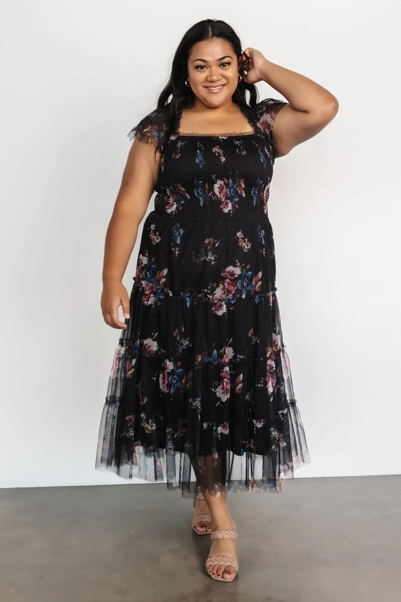 Clementine Tulle Midi Dress | Black Multi sold by Baltic Born product image thumbnail 2