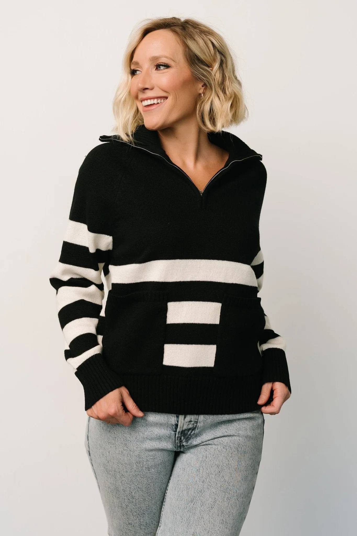 Trish Striped Sweater | Black + Off White sold by Baltic Born product image thumbnail 5