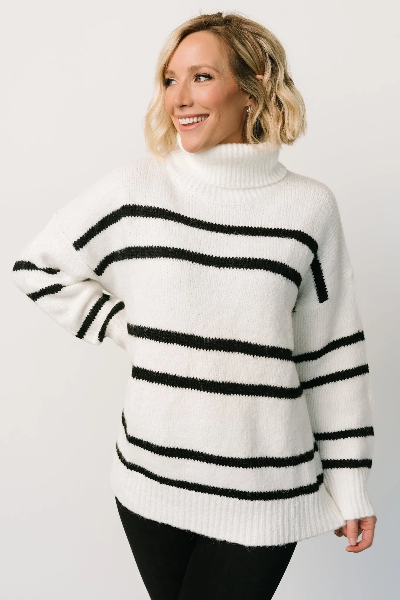 Dean Turtleneck Sweater | Off White + Black sold by Baltic Born product image thumbnail 3