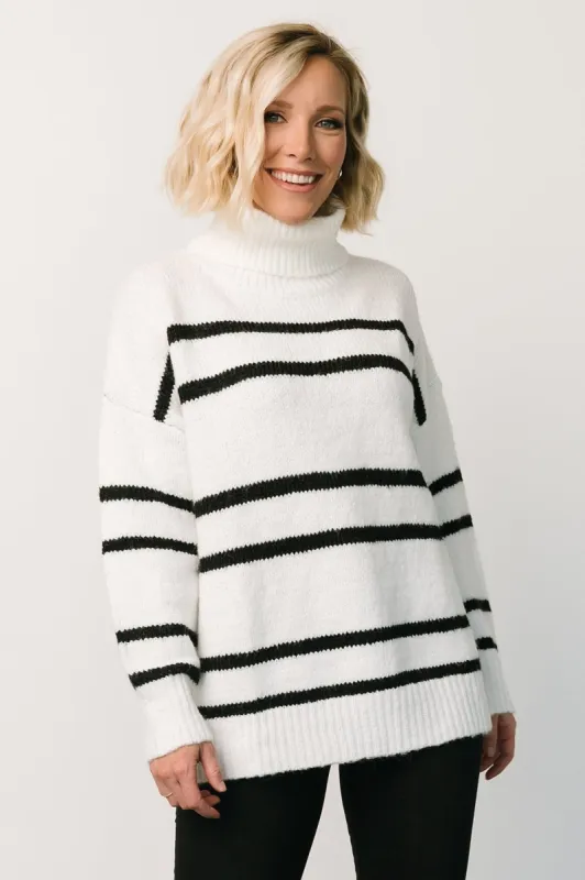 Dean Turtleneck Sweater | Off White + Black made by Lumiere