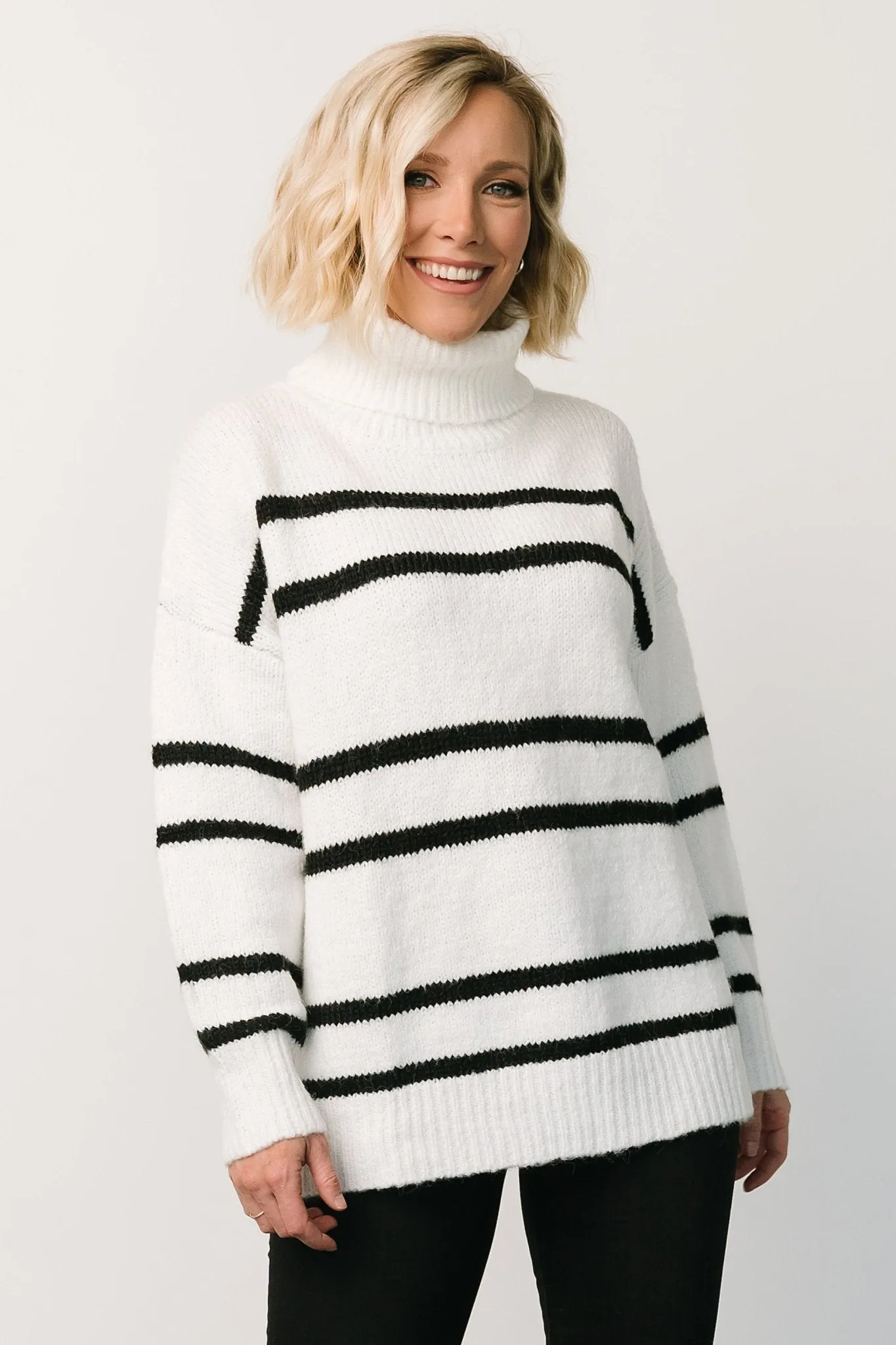 Dean Turtleneck Sweater | Off White + Black sold by Baltic Born