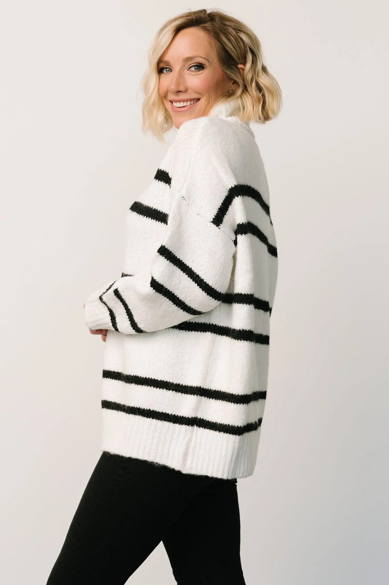 Dean Turtleneck Sweater | Off White + Black sold by Baltic Born product image thumbnail 2