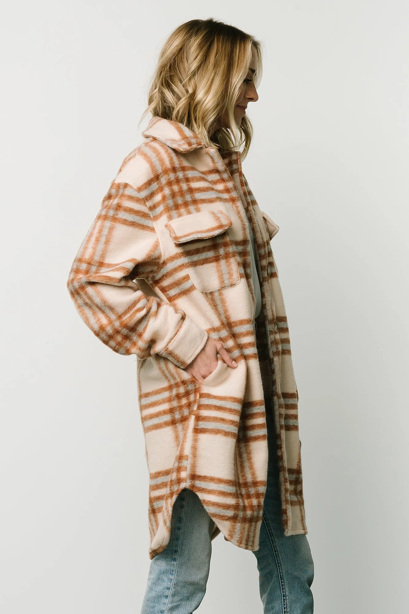Durango Plaid Shacket | Oatmeal + Mocha sold by Baltic Born product image thumbnail 5
