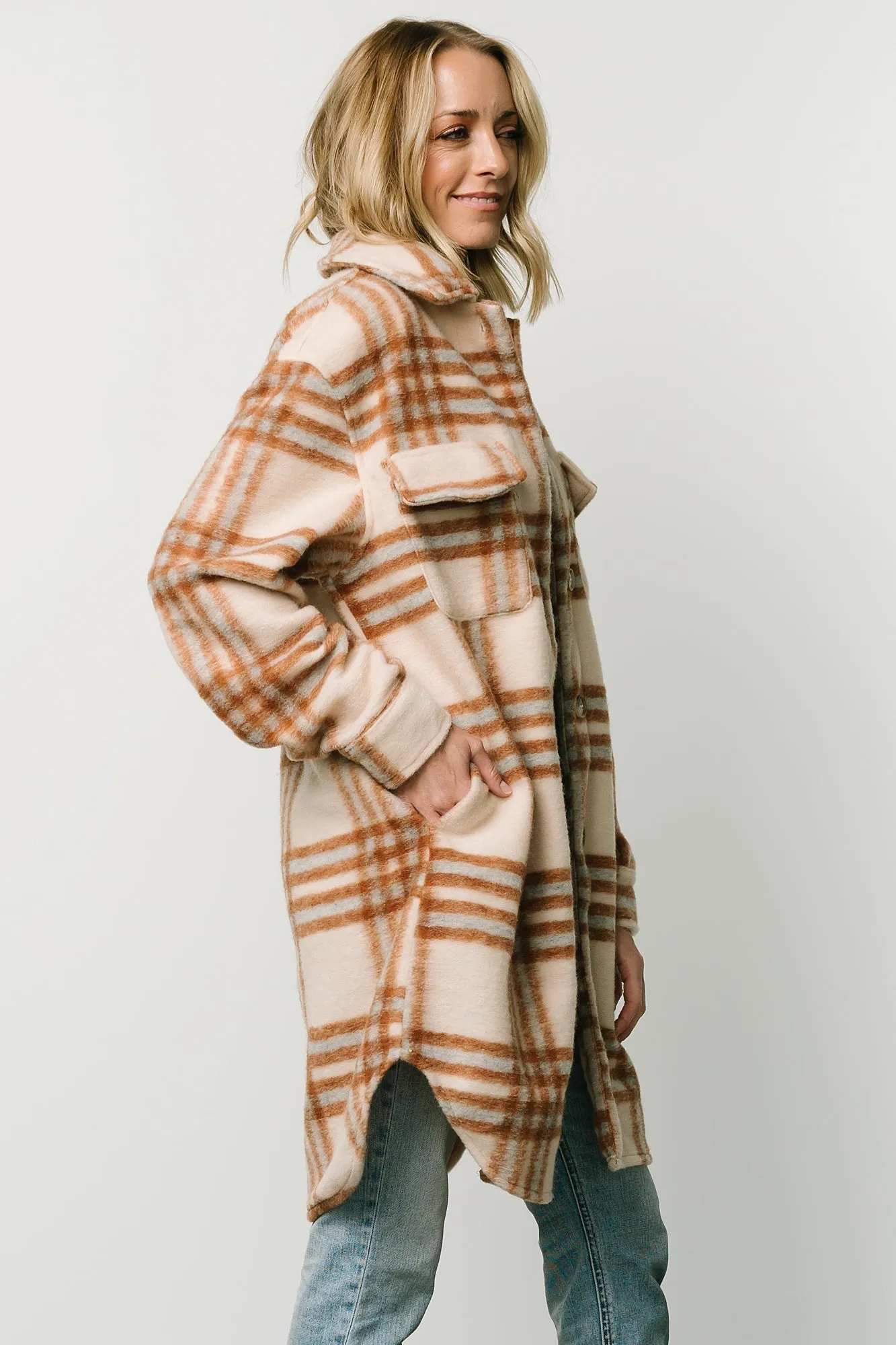 Durango Plaid Shacket | Oatmeal + Mocha sold by Baltic Born product image thumbnail 2