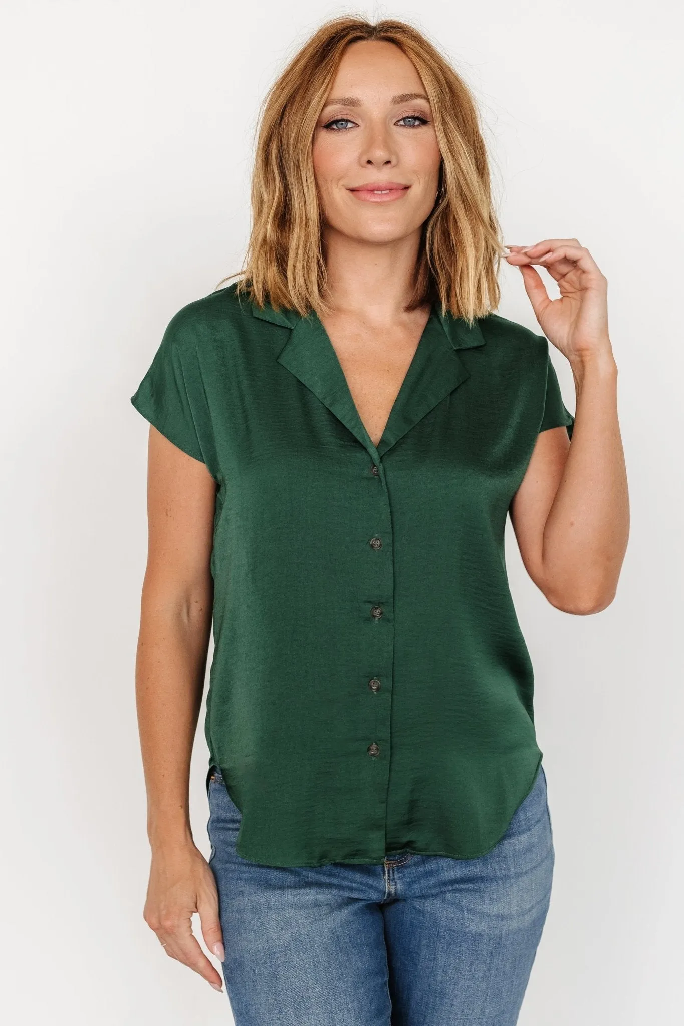Corey Button Top | Hunter Green sold by Baltic Born
