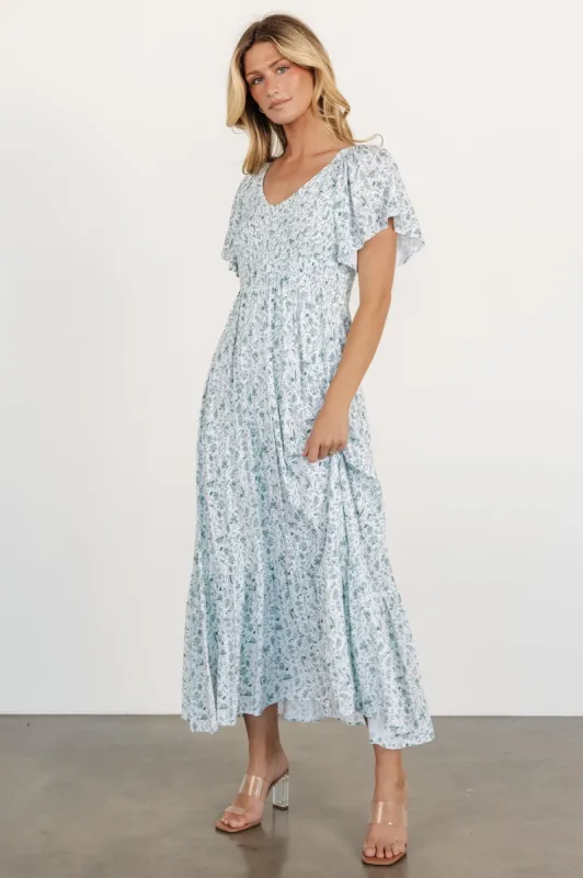 Joanie Smocked Dress | White + Sage sold by Baltic Born