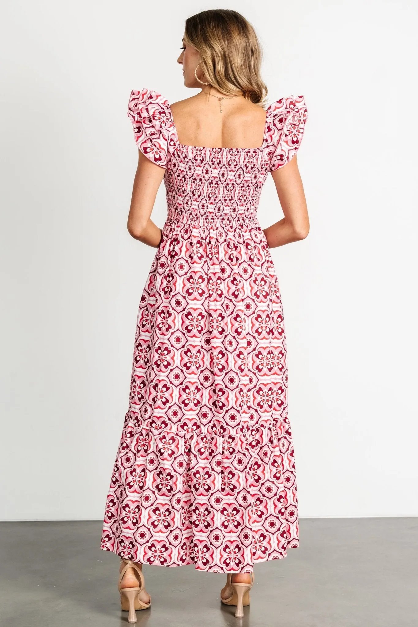 Zoey Smocked Maxi Dress | Pink Print sold by Baltic Born product image thumbnail 5