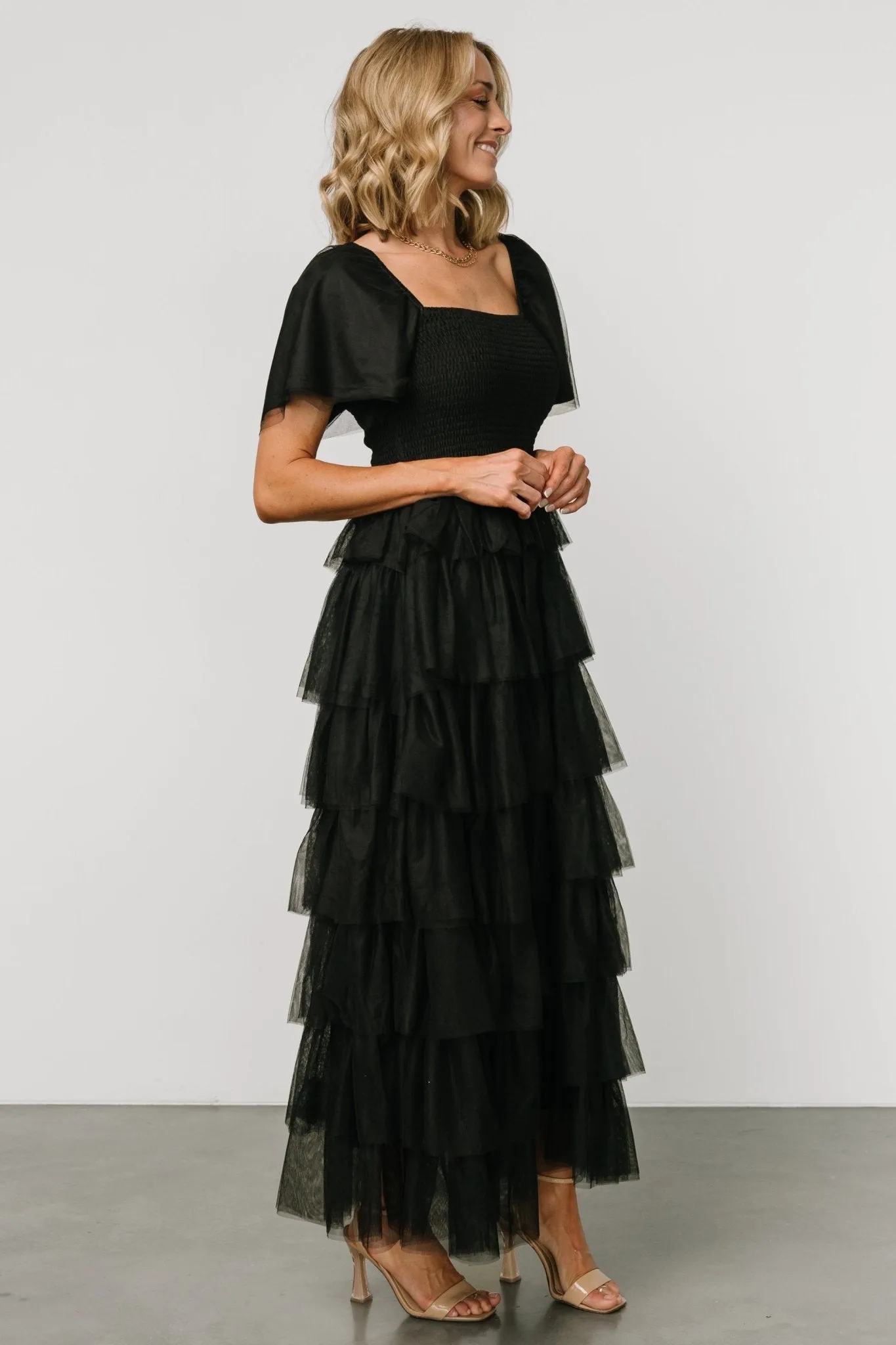 Cherise Tulle Tiered Dress | Black sold by Baltic Born product image thumbnail 3