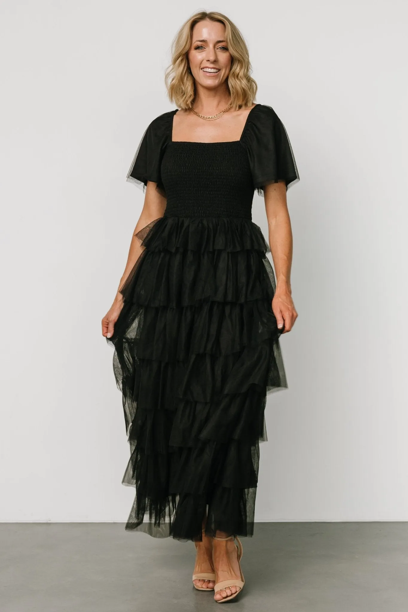 Cherise Tulle Tiered Dress | Black sold by Baltic Born product image thumbnail 5